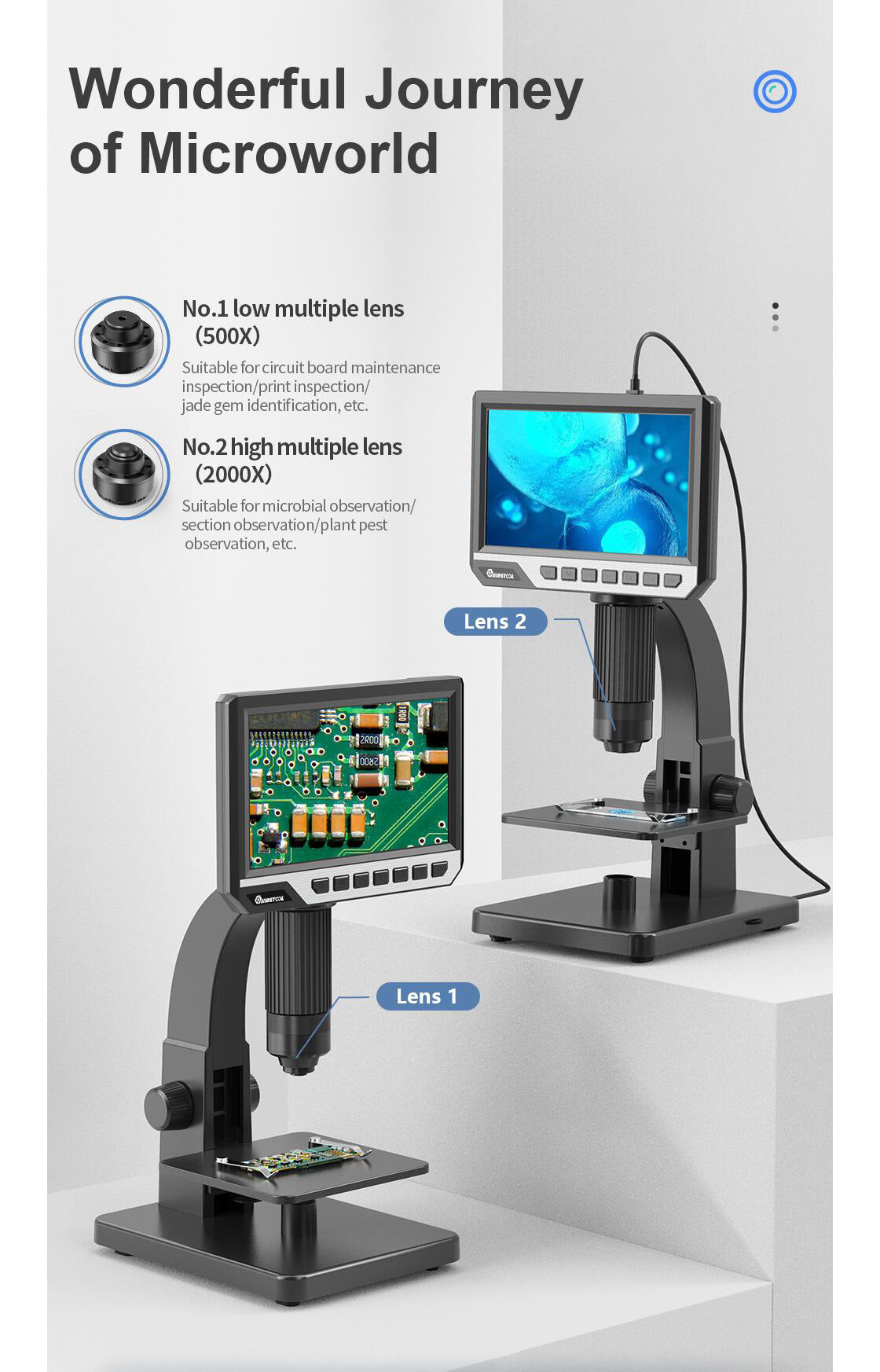 MUSTOOL MT315 2000X Dual Lens Digital Microscope