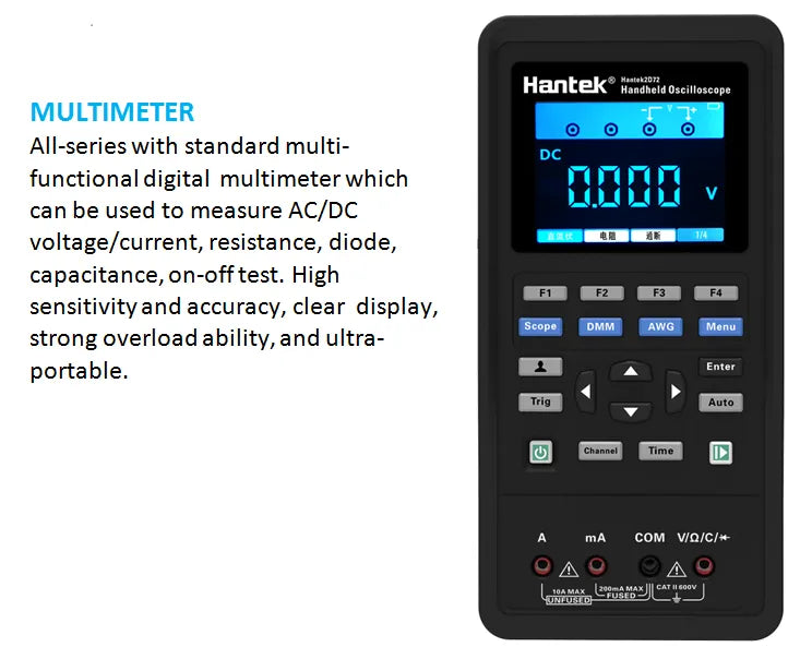 Hantek 2000 series 3-in-1 Digital Oscilloscope Waveform Generator Multimeter