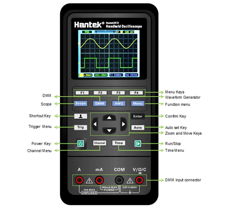 Hantek 2000 series 3-in-1 Digital Oscilloscope Waveform Generator Multimeter