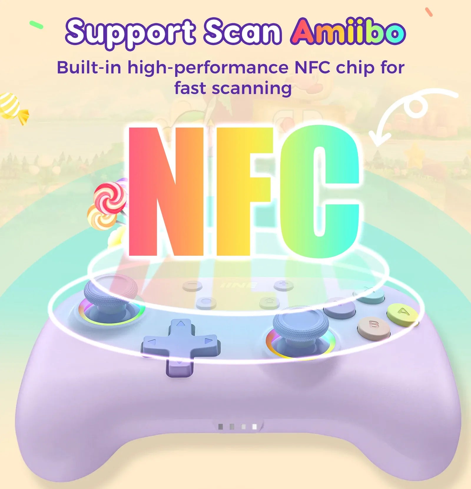 IINE Candy Pop Mini Controller: For Switch (supports Amiibo), PC, Android, iOS