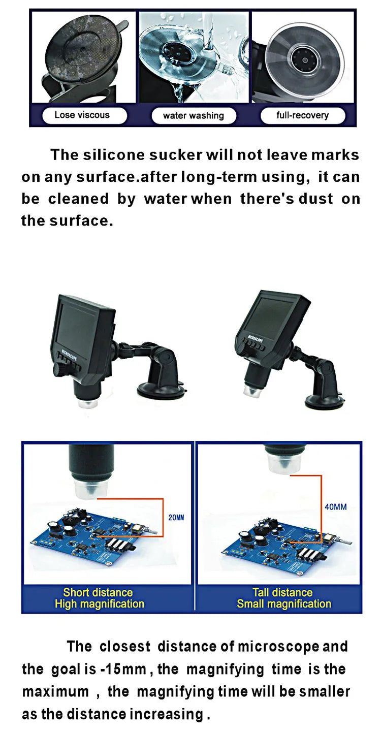 Mustool G600 Digital Portable 1-600X 3.6MP Microscope