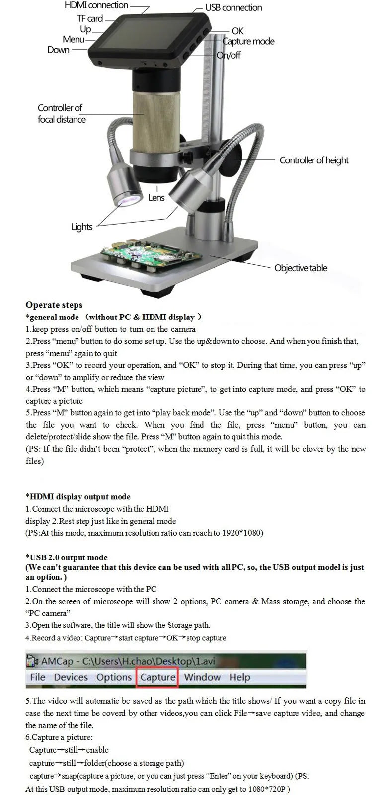 Andonstar ADSM201 1080P Full HD USB Microscope with HDMI Output