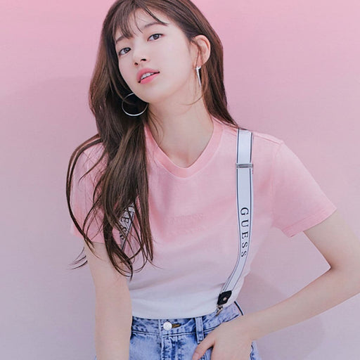 Shop Suzy Guess Korea Triangle Logo T Shirts Styleupk Styleupk