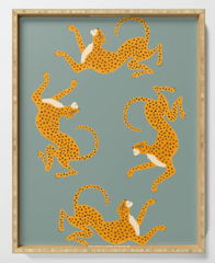 Leopard Race Blue Serving Tray