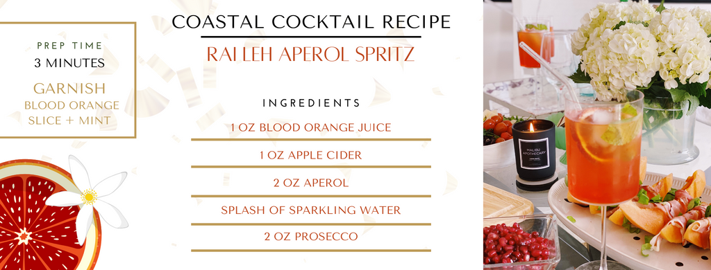 Rai Leh inspired coastal cocktail with blood orange, aperol, prosecco