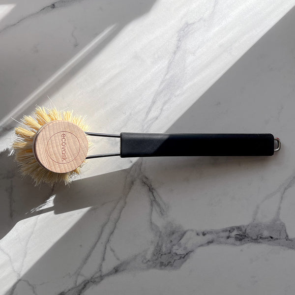 Swedish Long Handle Dishbrush - Stiff Tampico Bristles - The