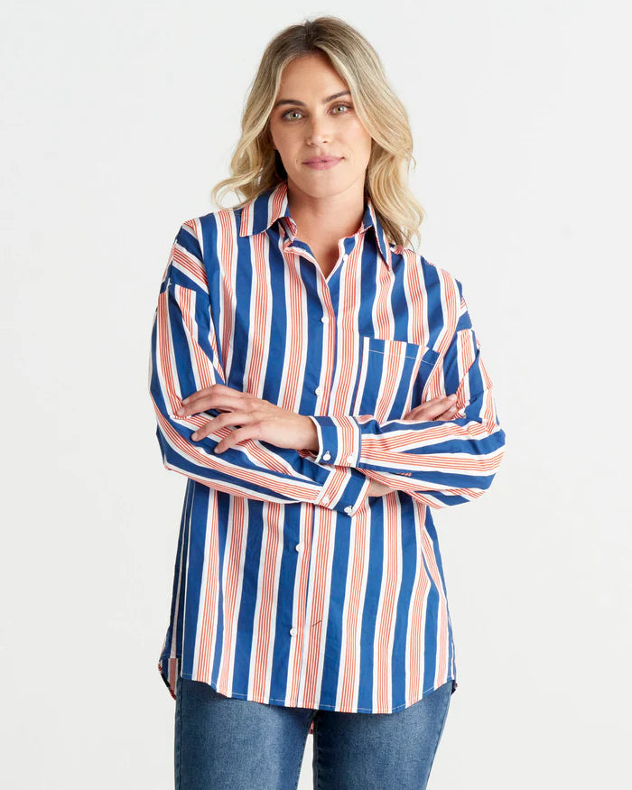 Betty Basics Saskia Shirt Blue/ White Stripe