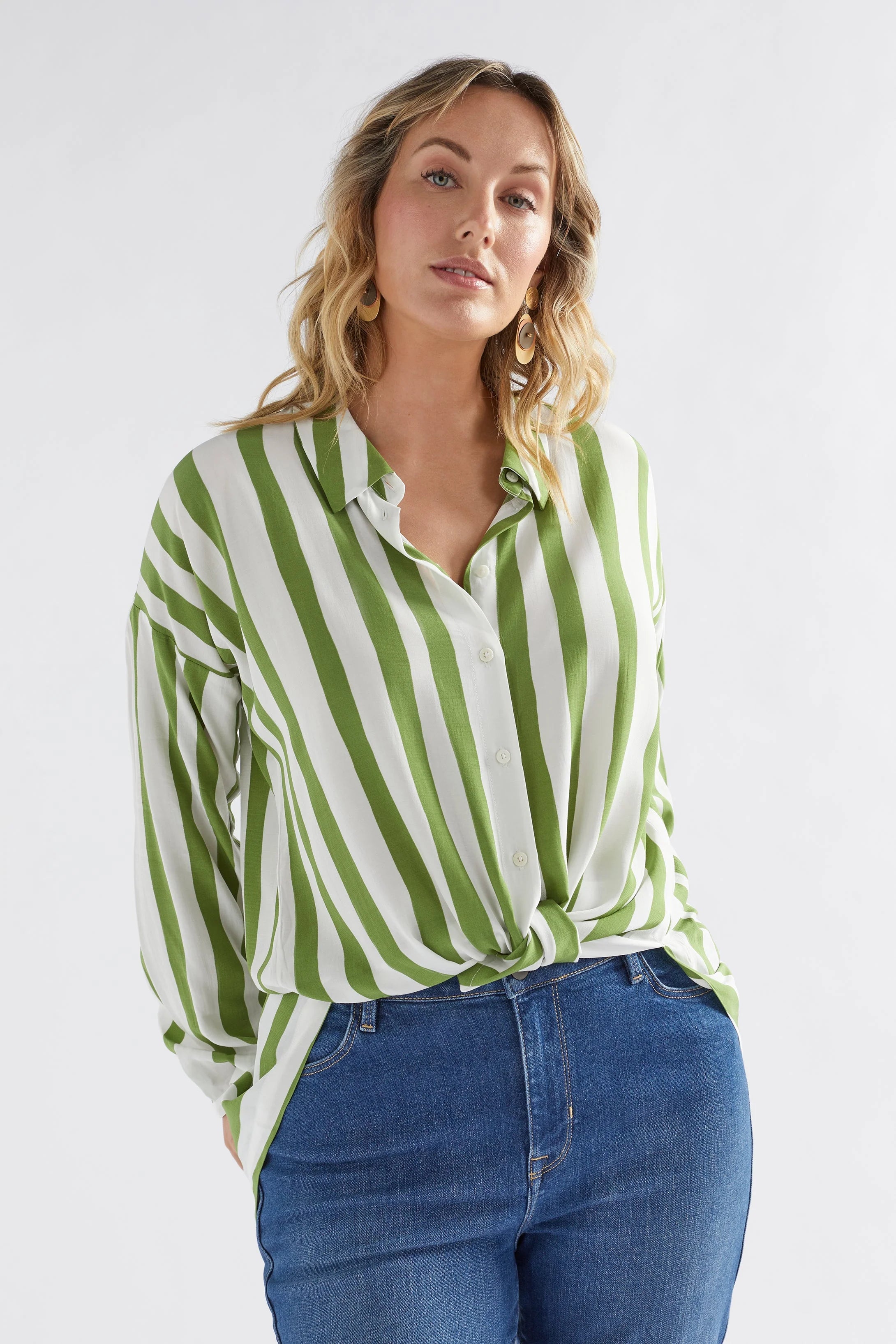 Elk Tilbe Shirt Green/ White Paint Stripe