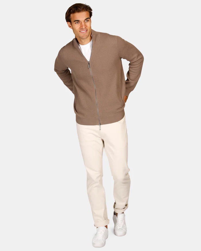 Brooksfield BFK424 Zipped Cardigan Taupe