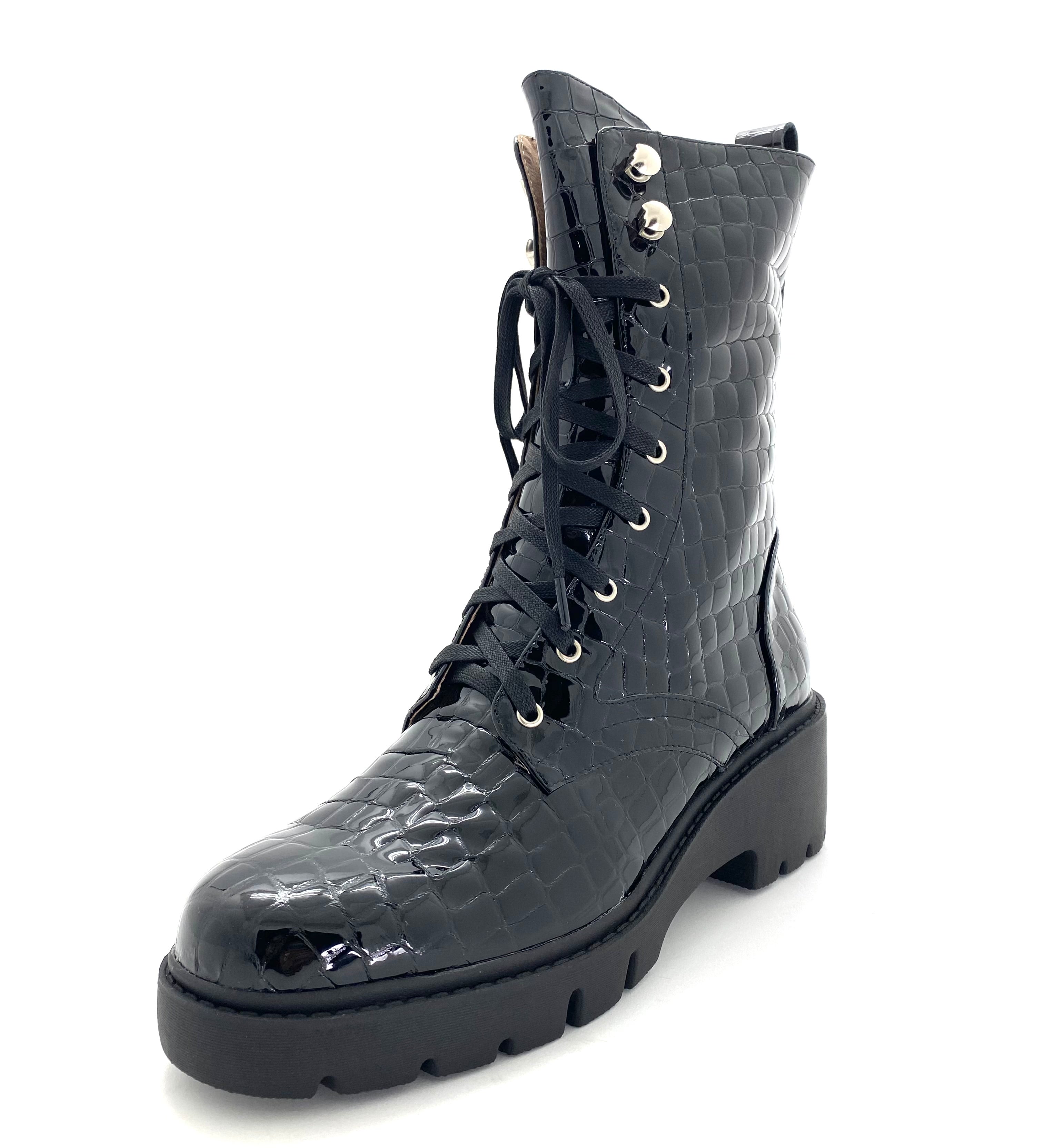 Django & Juliette Ustern Black Patent Croc Leather