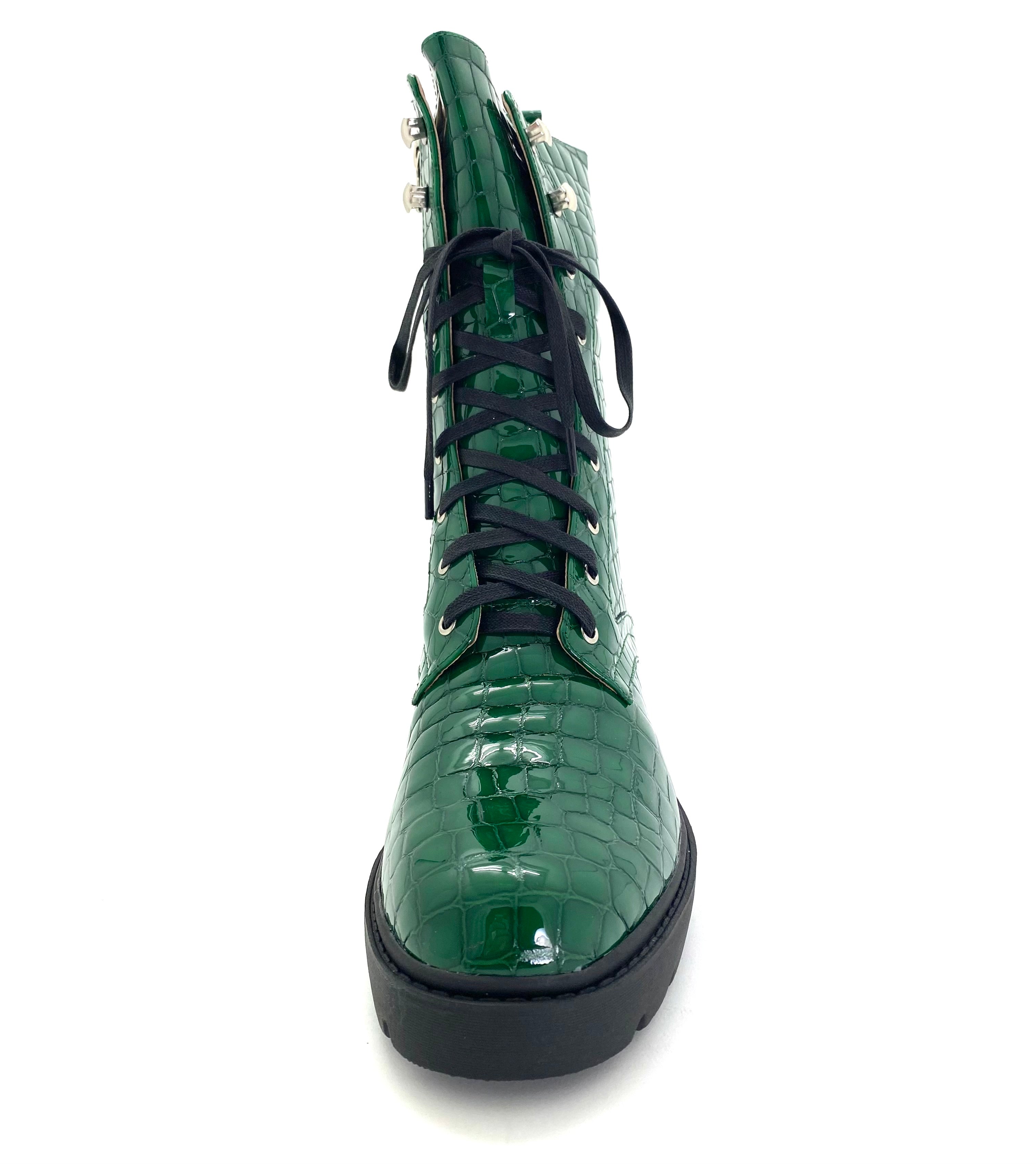 Django & Juliette Ustern Emerald Patent Croc Leather