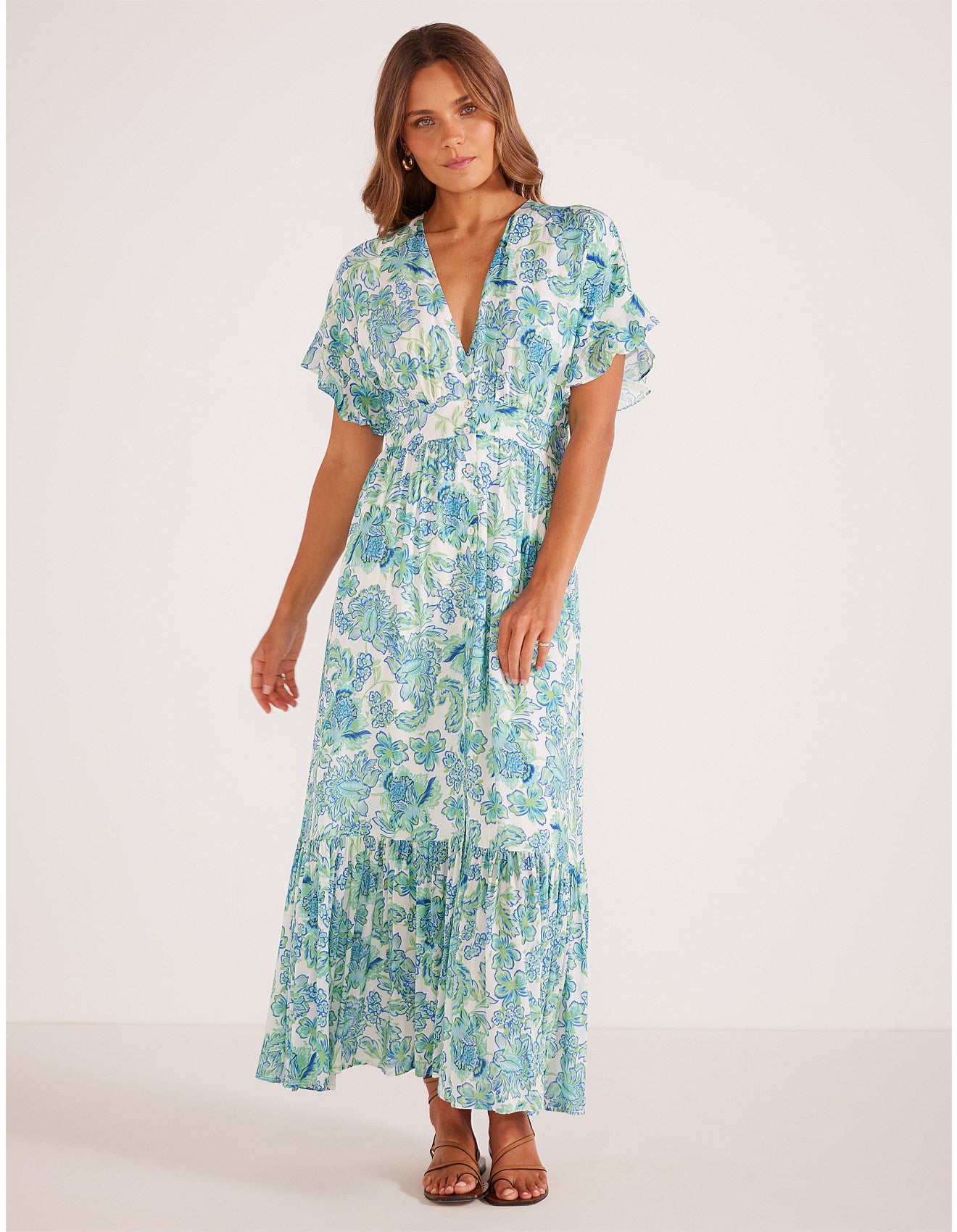 MINKPINK Alessia Midi Dress Blue Floral