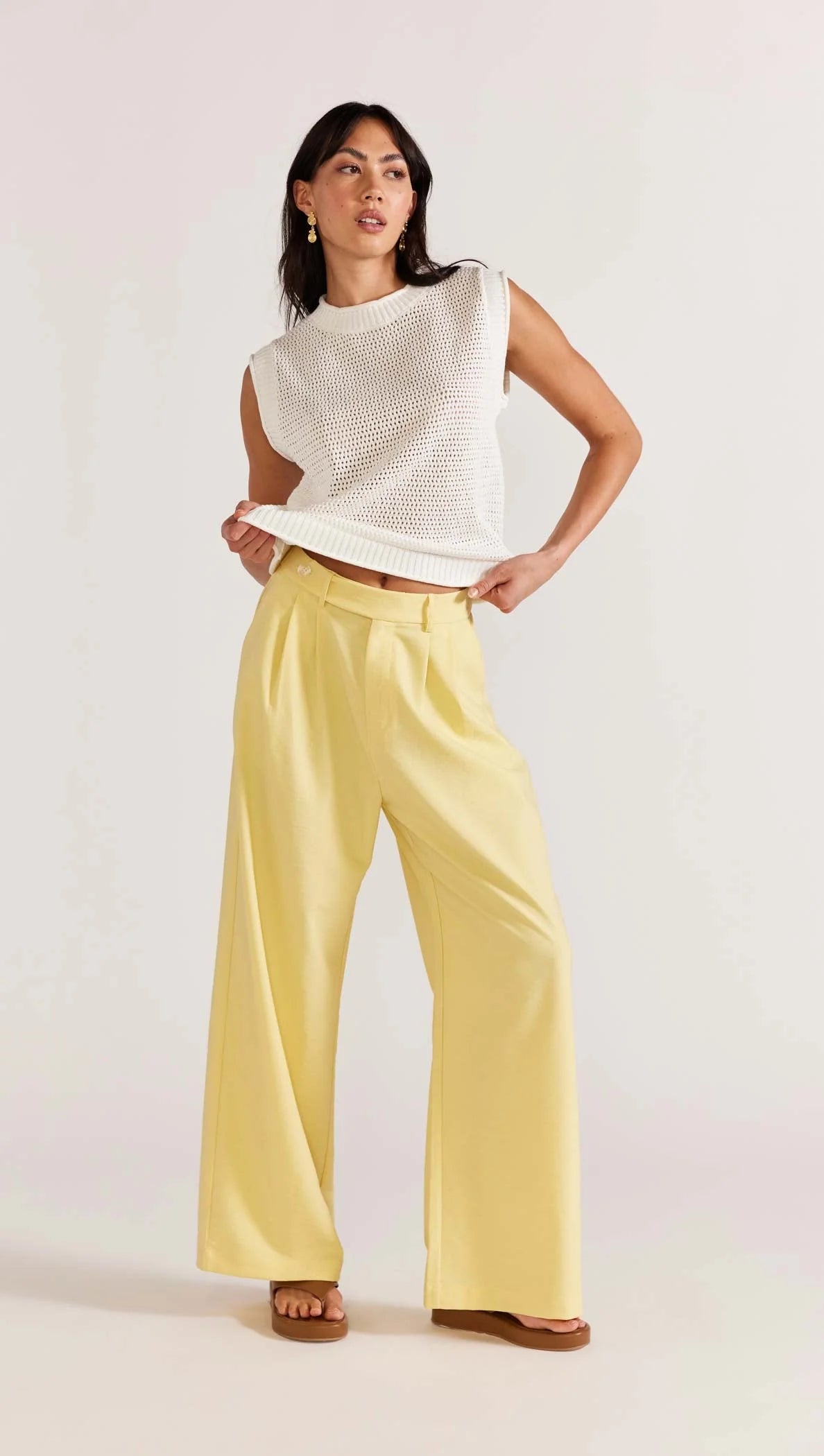 Staple The Label Sorrento Wide Leg Pants Lemon