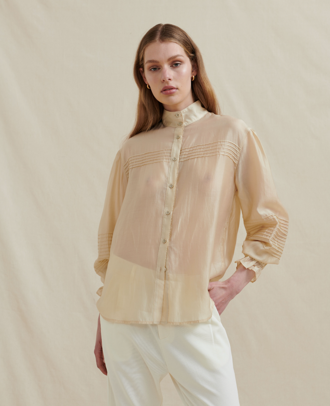 Analia Shay Long Sleeve Shirt Beige