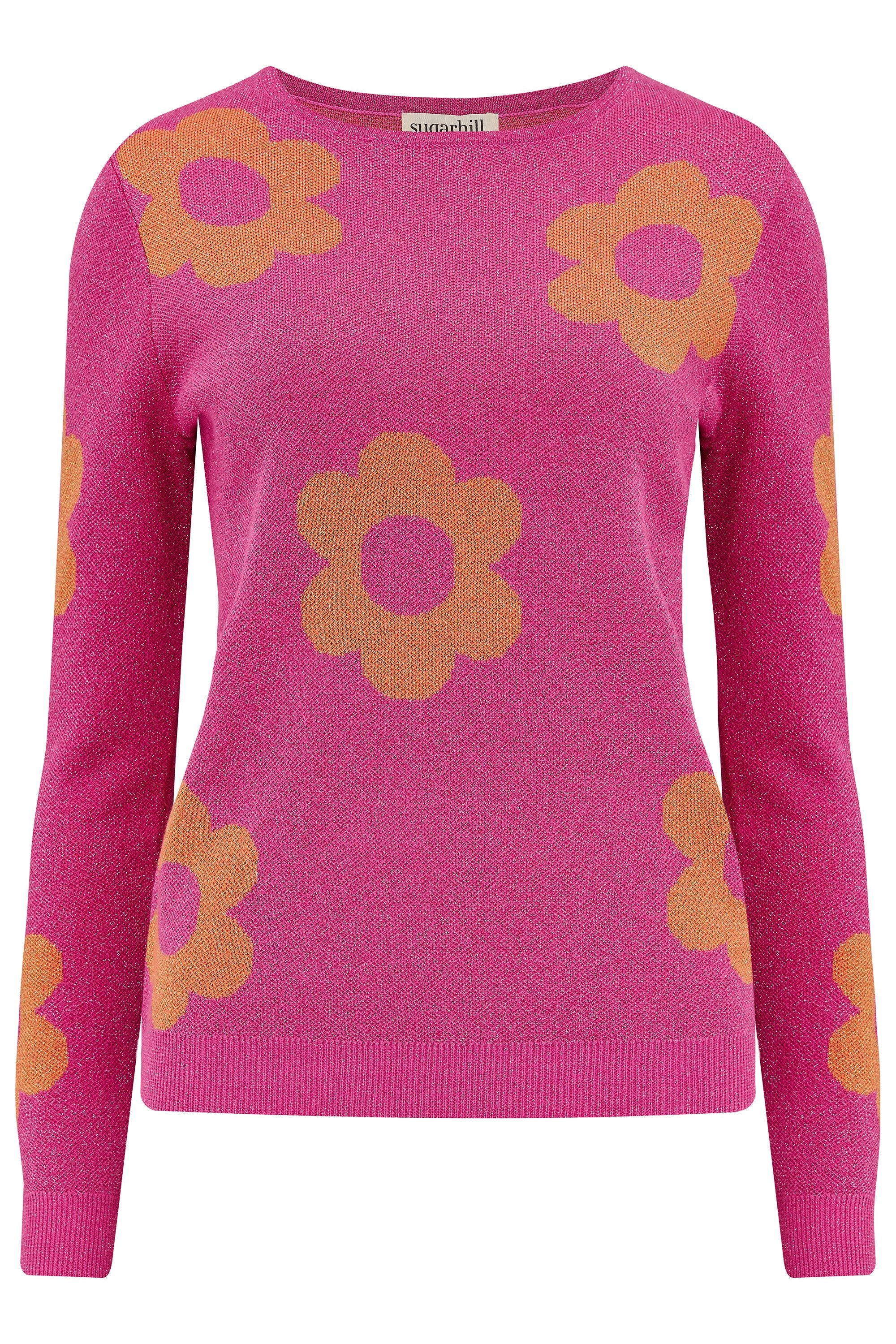 Sugarhill Brighton Rowena Jumper Pink Sparkle Flowers