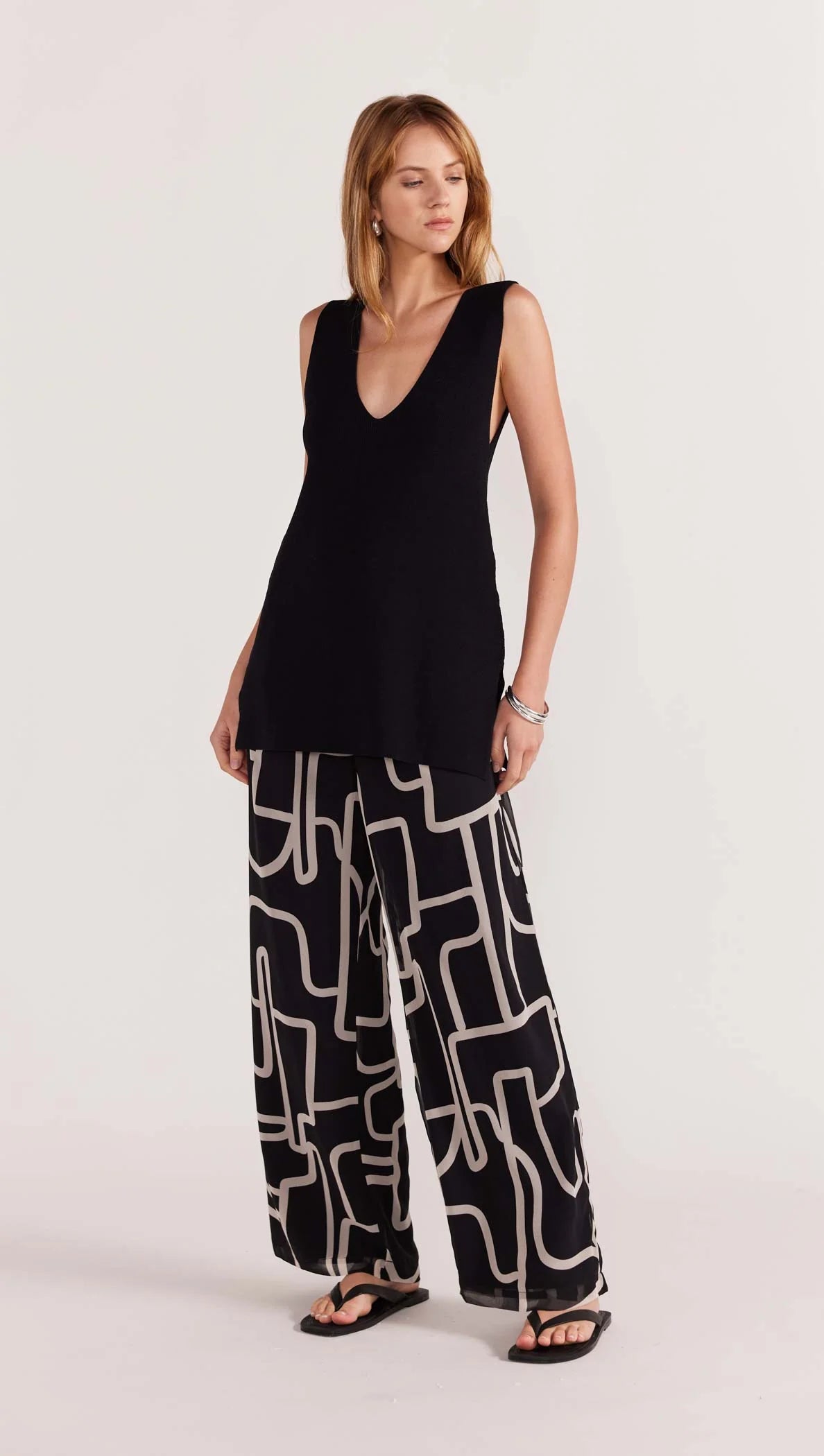 Staple The Label Vento Wide Leg Pants Black/Cream