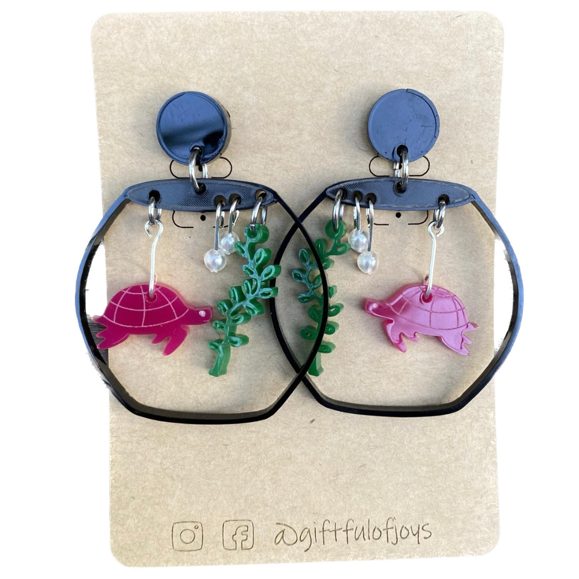 Giftful of Joys Turtle Aquarium Drop Earrings