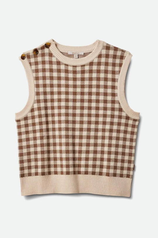 Brixton Naples Sweater Vest Twig Gingham