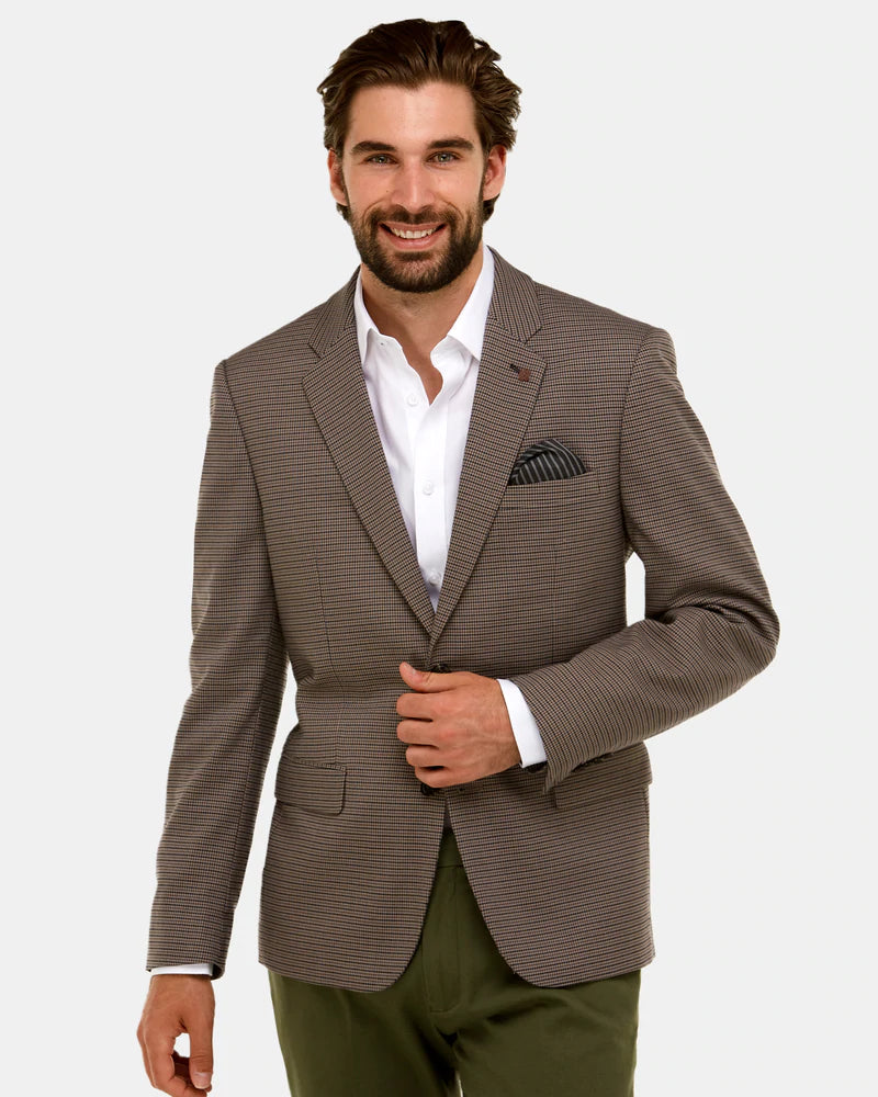 Brooksfield BFU912 Houndstooth Blazer Coffee