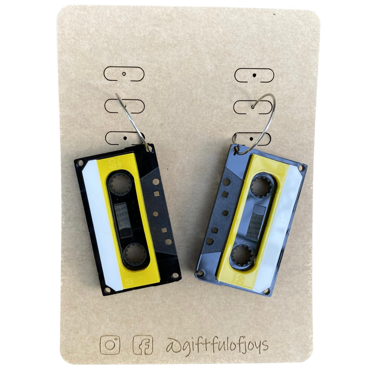 Giftful of Joys Cassette Tape Hoops Yellow