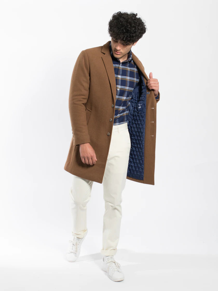 James Harper JHJ61 Padded Wool Coat Nutmeg