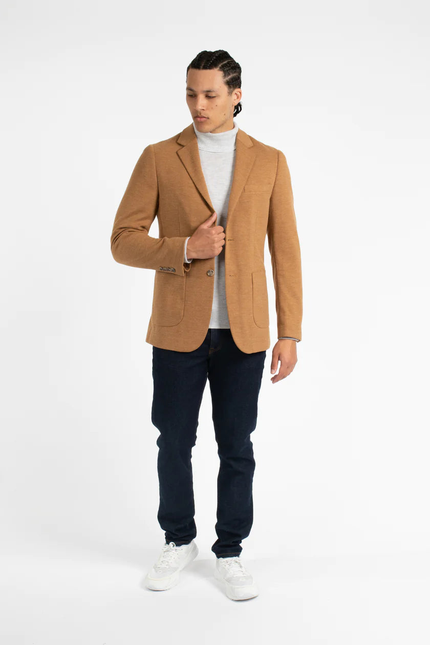 James Harper JHJ80 Textured Twill Blazer Tobacco