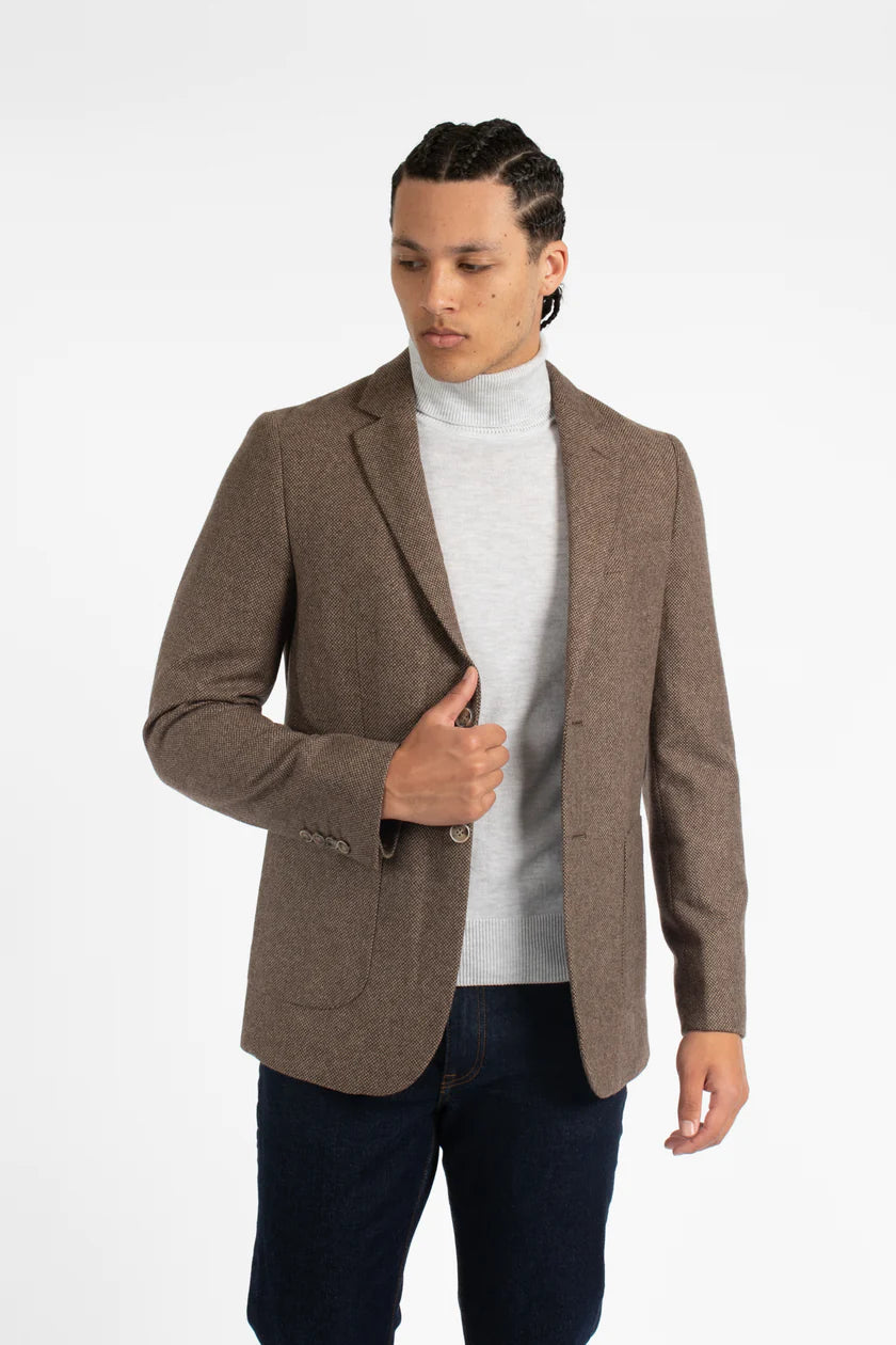 James Harper JHJ82 Wool Texture Blazer Brown