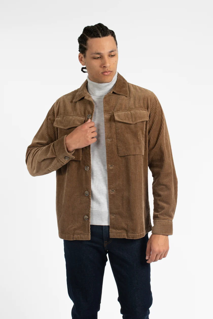 James Harper JHJ86 Cord Overshirt Tobacco