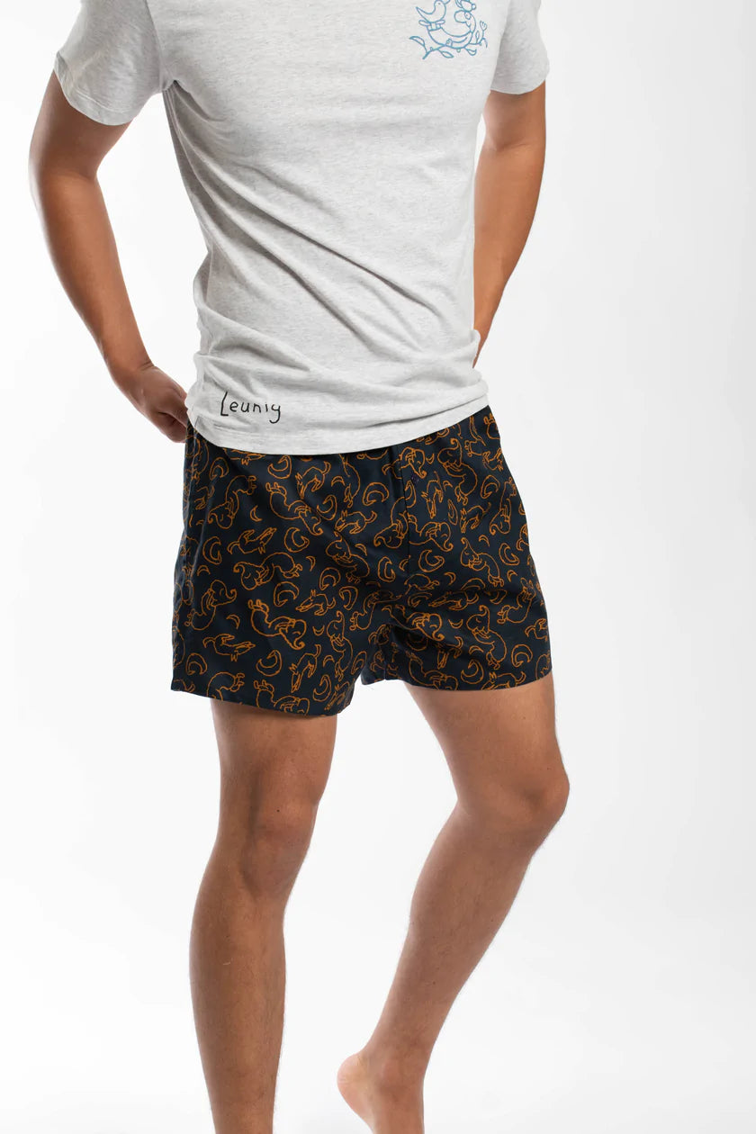 James Harper x Leunig JHLPJ011 Cotton Linen Shorts Navy