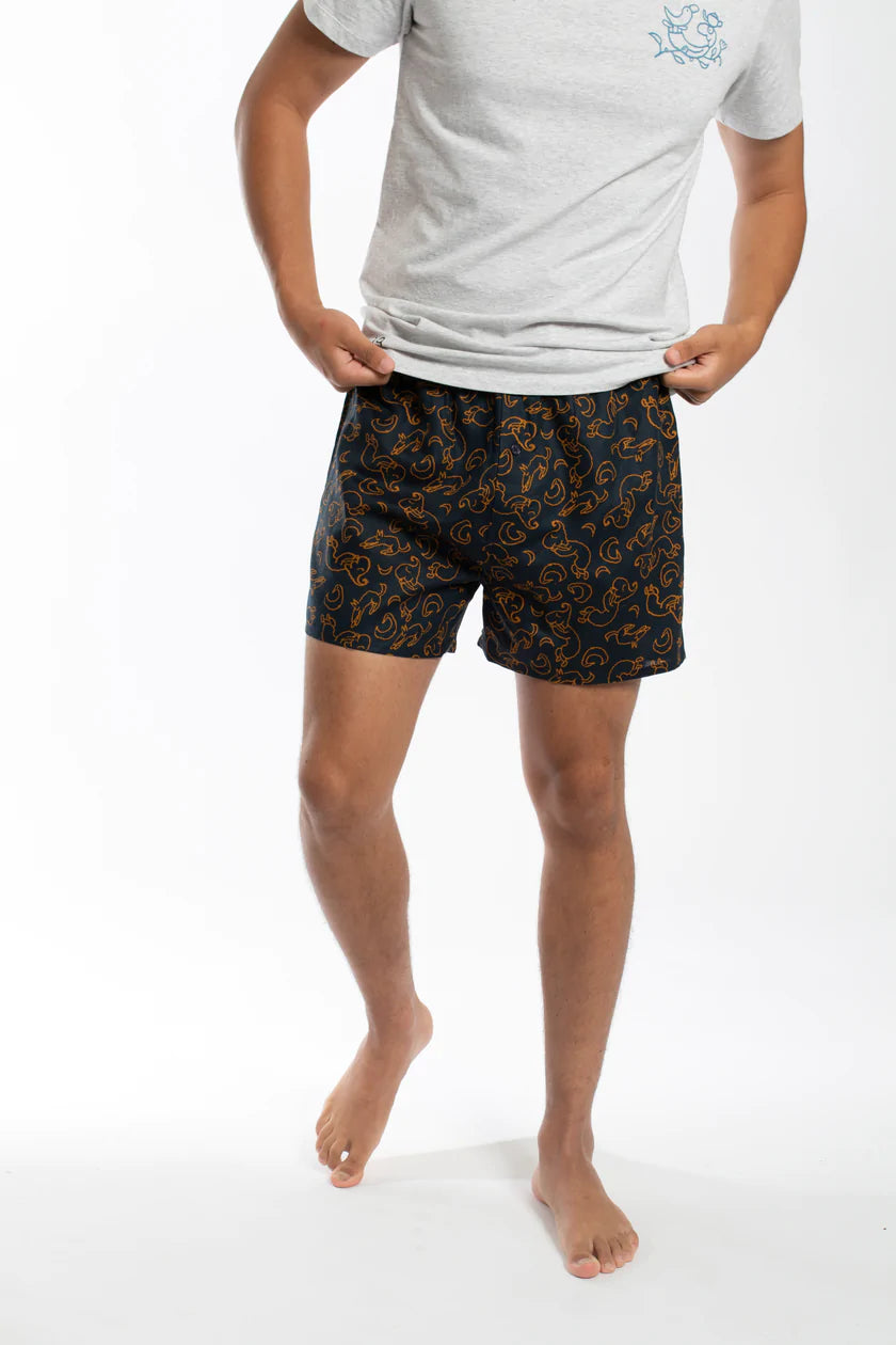 James Harper x Leunig JHLPJ011 Cotton Linen Shorts Navy