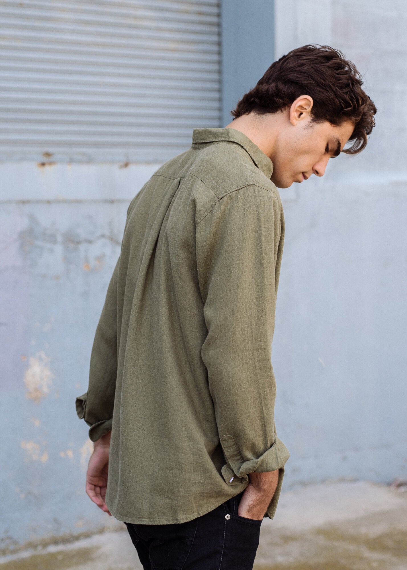 Hemp Clothing Australia Newtown L/S Shirt Olive