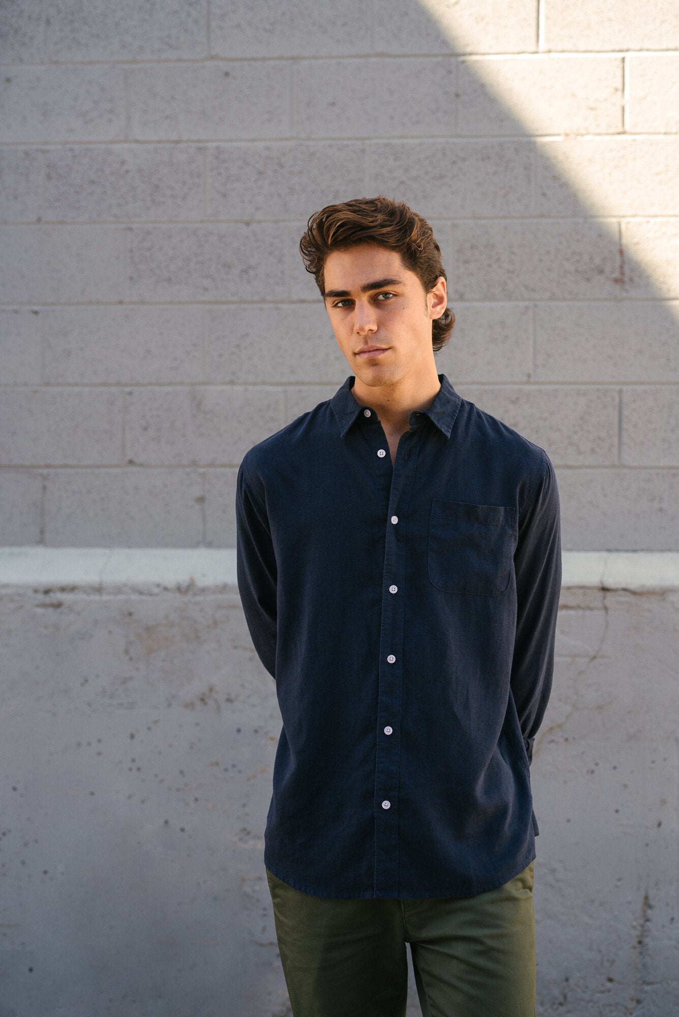 Hemp Clothing Australia Newtown L/S Shirt Navy