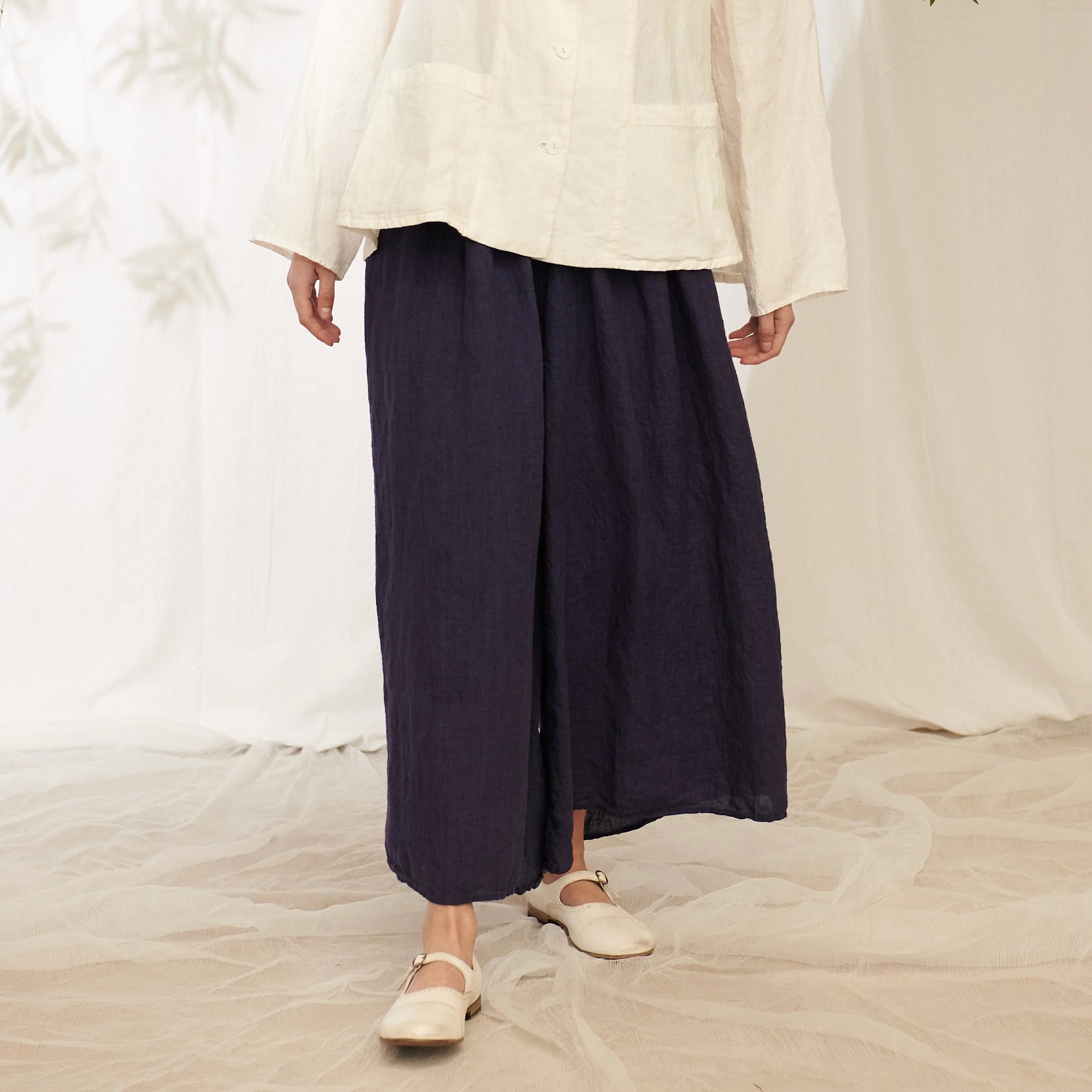 Manteau Noir Siena 7/8 Wide Leg Linen Pants Indigo