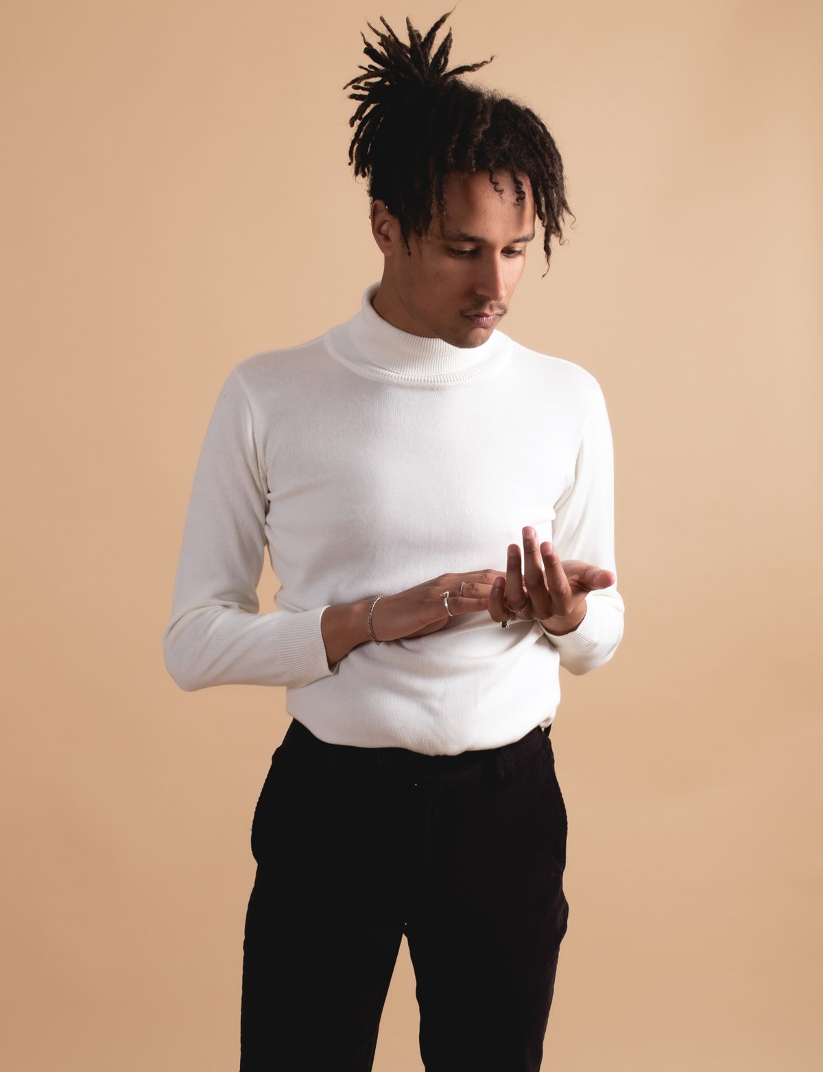 James Harper Turtleneck Knit Cream