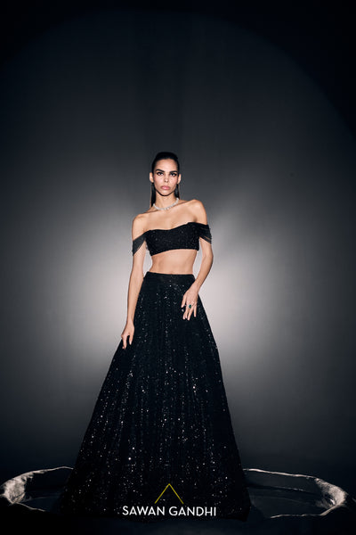 Black Party Wear Emblished With Overall Sequins Work Lehenga Choli With  Soft Net Dupatta Indian Style Wear for Wedding and Event of Wedding - Etsy