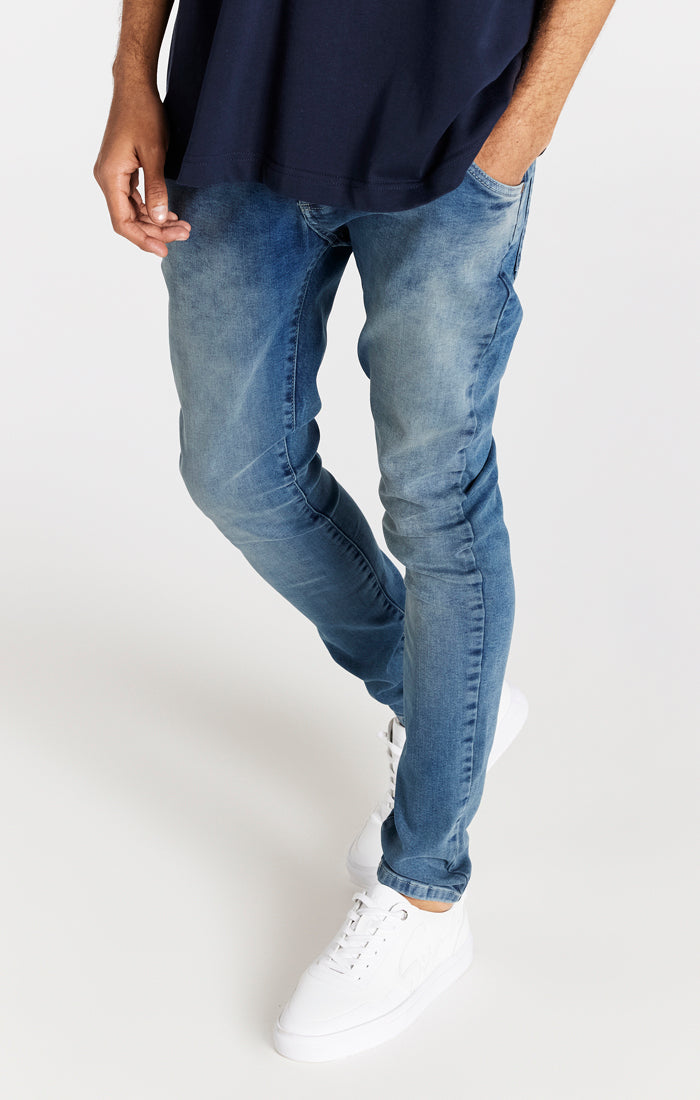 SikSilk Slim Fit Jeans - Washed Light Blue
