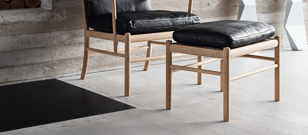 〈公式春フェア〉 Carl Hansen&Søn OW149F ウォルナット オイル仕上げ THOR301 ブラックレザー｜COLONIAL FOOTSTOOL コロニアルフットスツール｜Ole Wanscher (オーレ・ヴァンシャー) カール・ハンセン＆サン【正規販売店】デンマークデザイン_デザイン