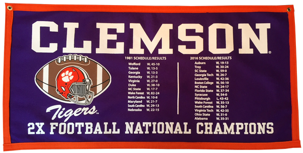 2x National Championship Schedule Banner – clemsonframeshop