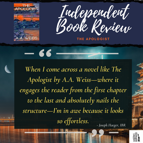 Independent Book Review quote for the apologist by AA Weiss