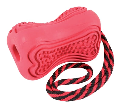 Afbeelding van Zolux titan rubber speelgoed aan touw rood 37,5x7,5x7 cm