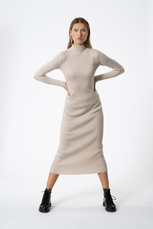 Merino Rib Skirt In Olive Green – Textile Apparel