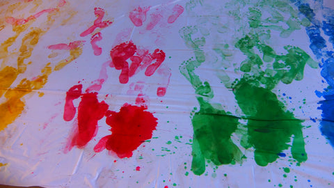 Painted footprints of children in Uganda