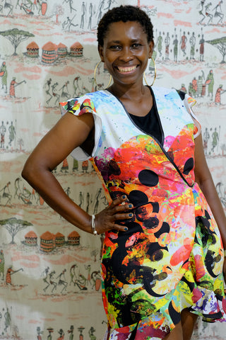 Tosha Maggy models the UNISSOGRAFF Tea Dress for UGANDA 01