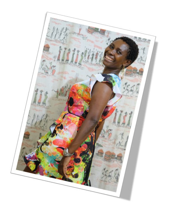 Unissograff Ambassador Tosha Maggy modelling the UNISSOGRAFF Tea Dress for UGANDA 01