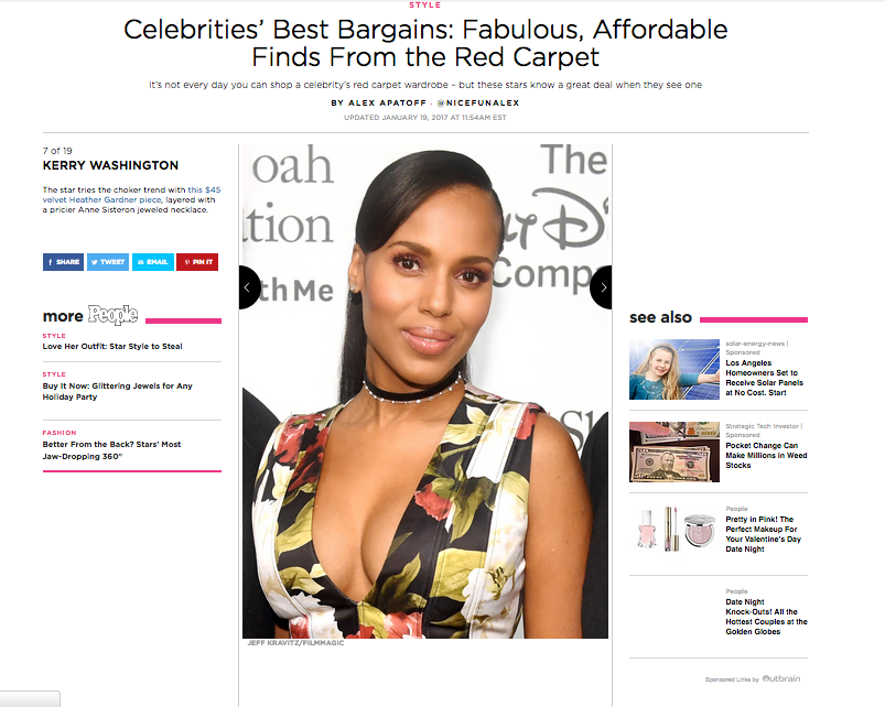 People Style features Kerry Washington in Heather Gardner Choker