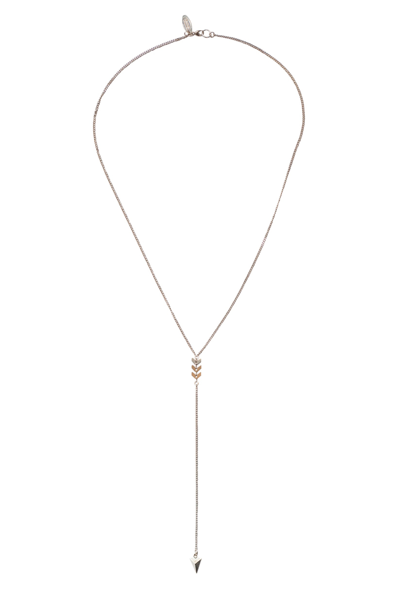 Chevron Lariat Necklace in Gold, Silver, Rose Gold, or Mixed Metal