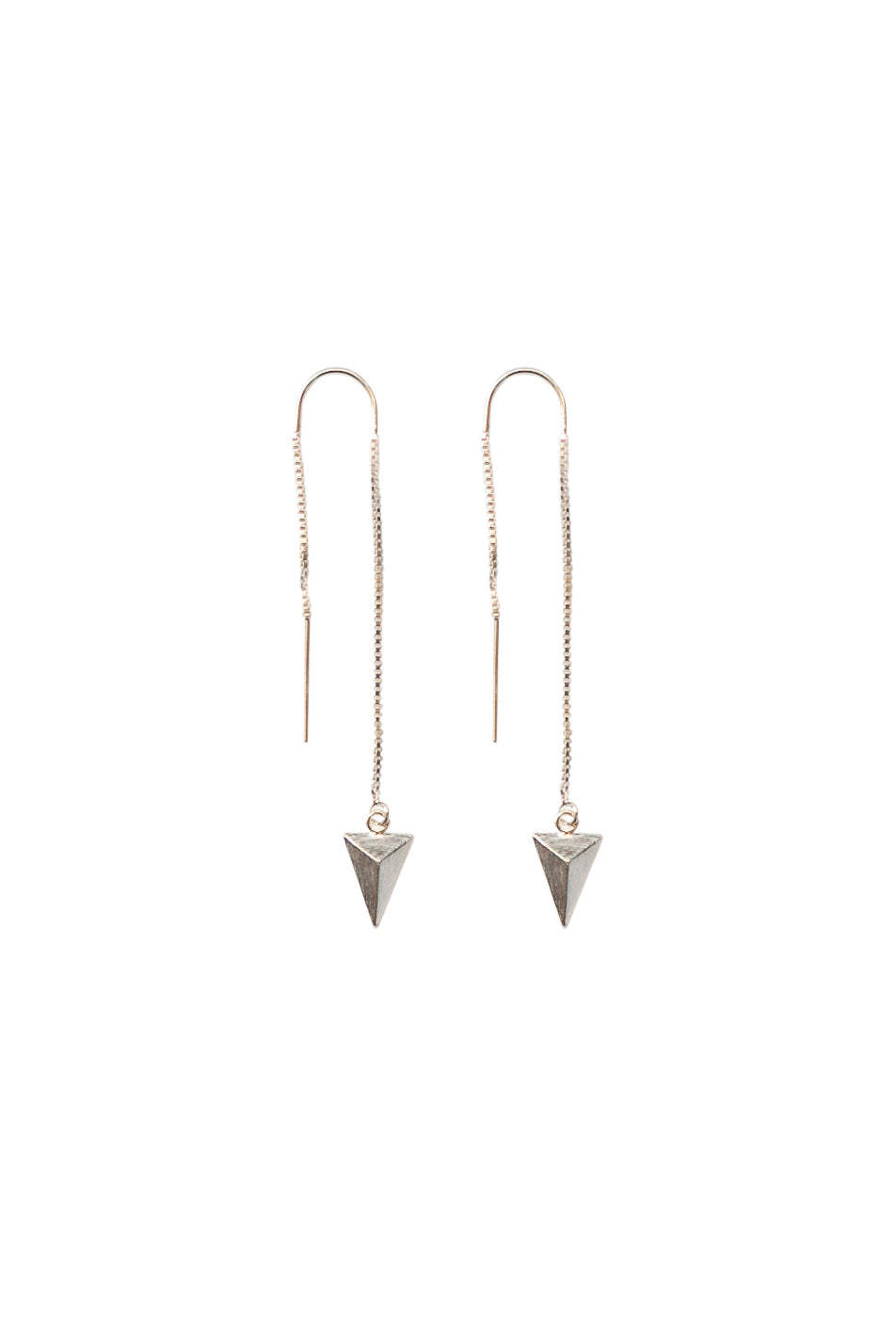 Diamond Point Threader Earrings in Gold or Silver