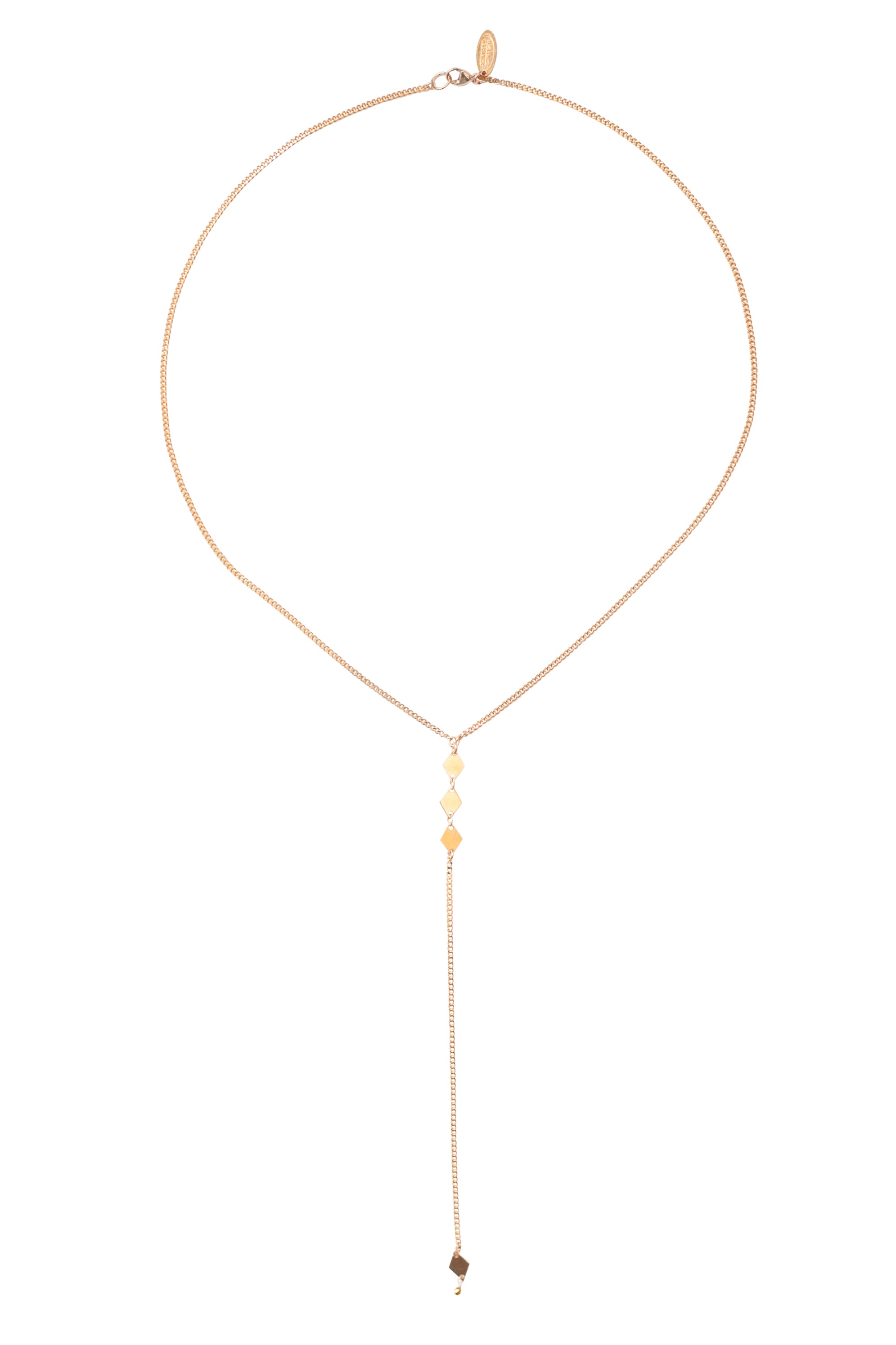 Diamond Lariat Necklace in Gold, Silver or Rose Gold