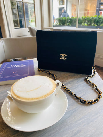 Chanel black velvet bag