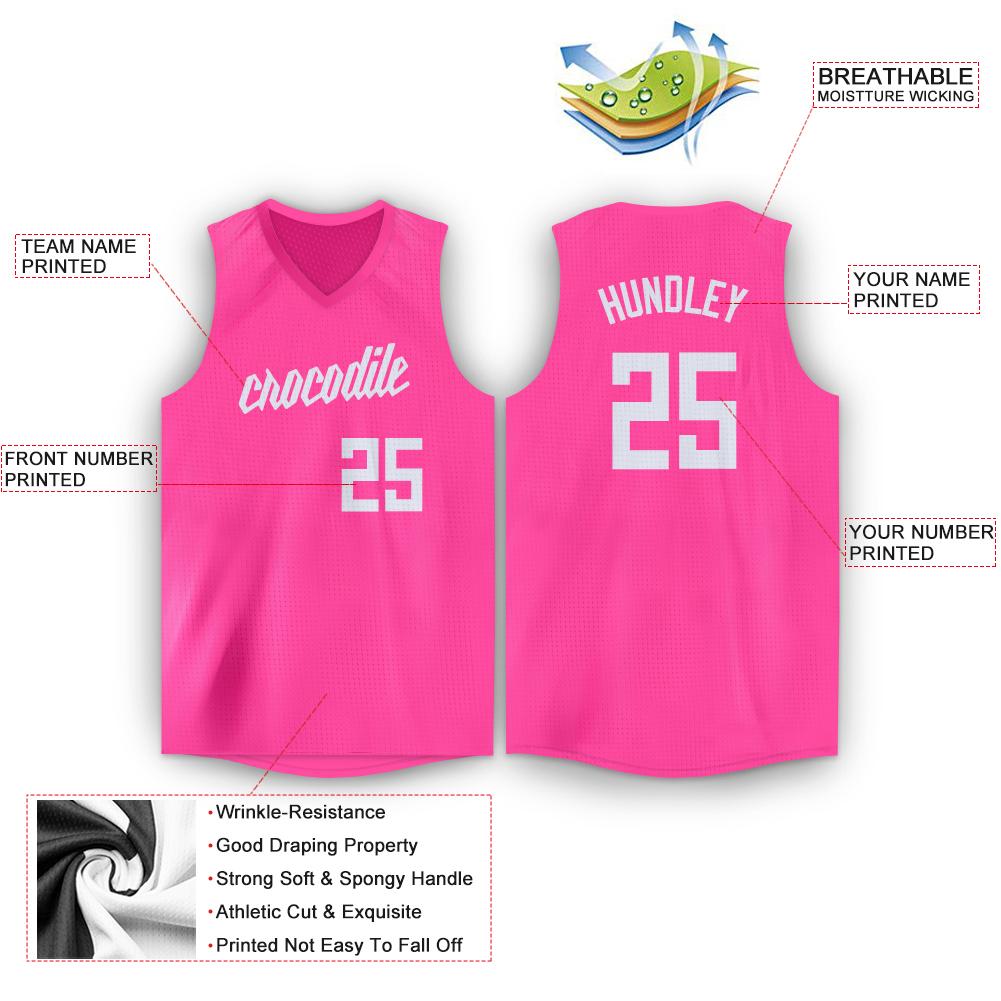 pink and white basketball jersey